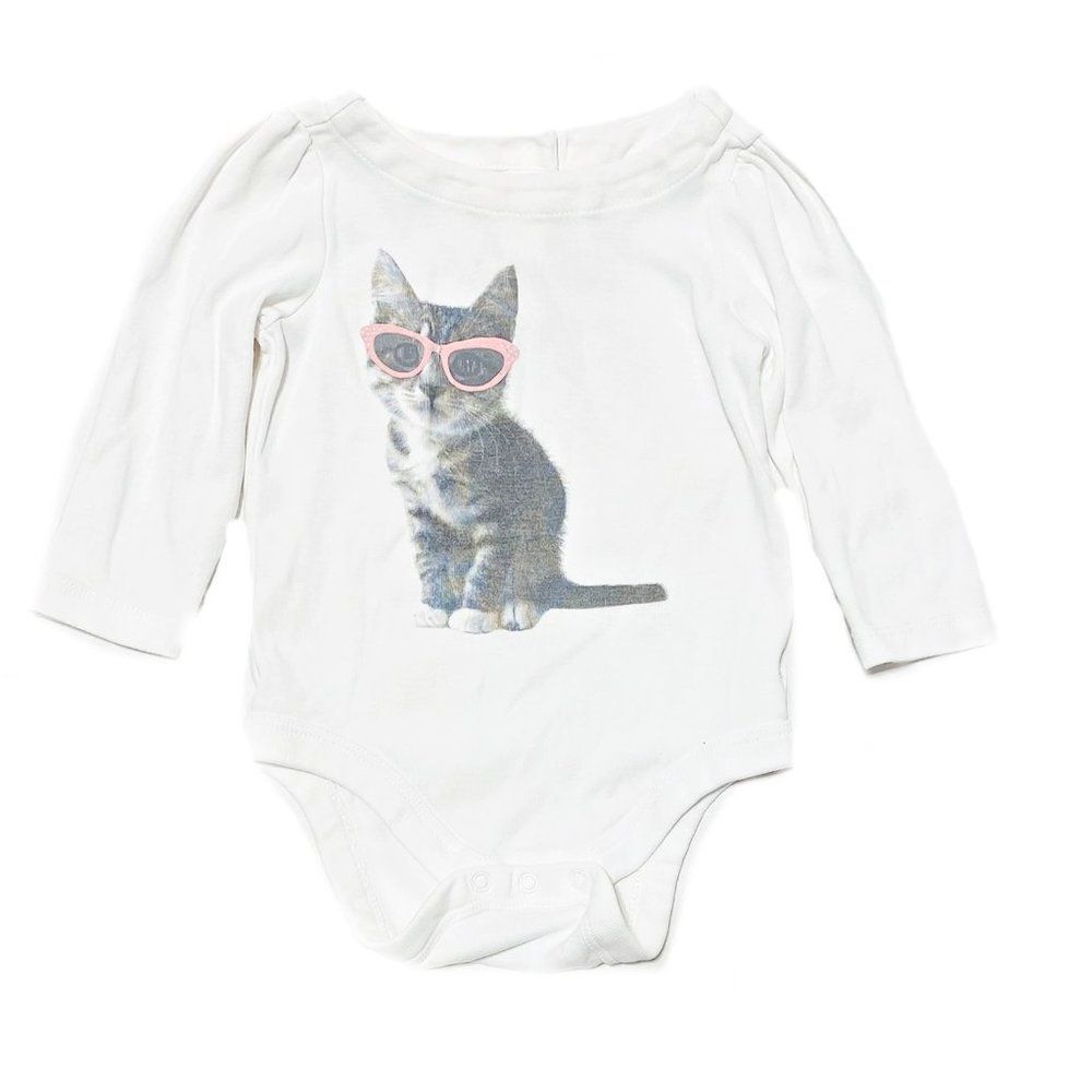 Baby Gap Puff Shoulder Onesie with Kitty Print